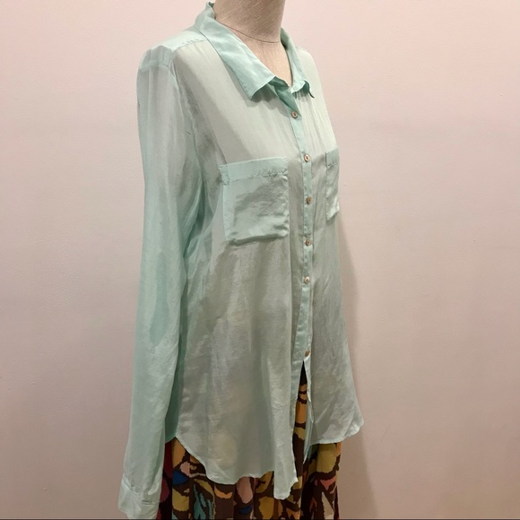 Calypso St. Barth light green cotton and silk button-down shirt. Size M. NWOT - Picture 4 of 13